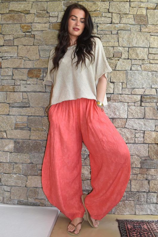 Lalli Damask Classic Tapered Barrel Leg Pant Watermelon